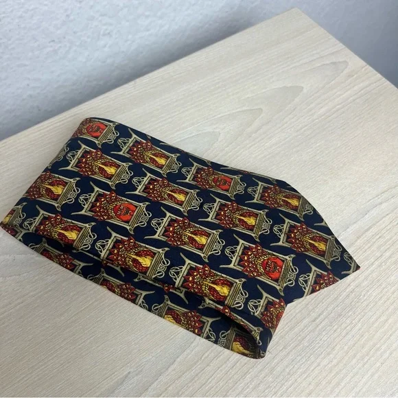 MCM Peacock Logo Print Necktie Silk Novelty Animal Designer - Picture 3 of 7